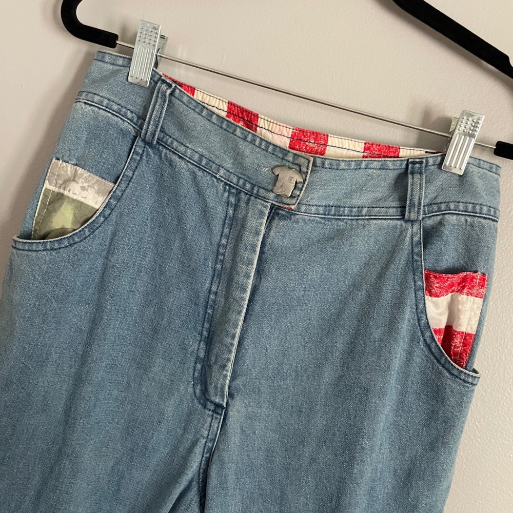 Platinum Jeans Womens 10 Denim High Waist Lace Up Knee USA Vintage‎ Americana